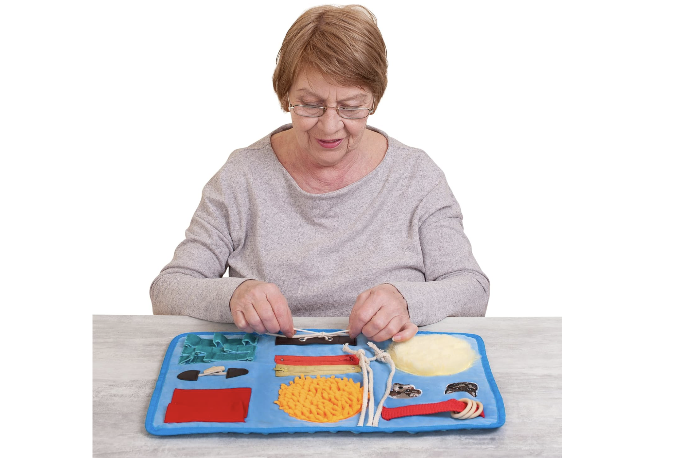 Odoxia Fidget Blanket para Demencia - manta de actividades con multiples texturas