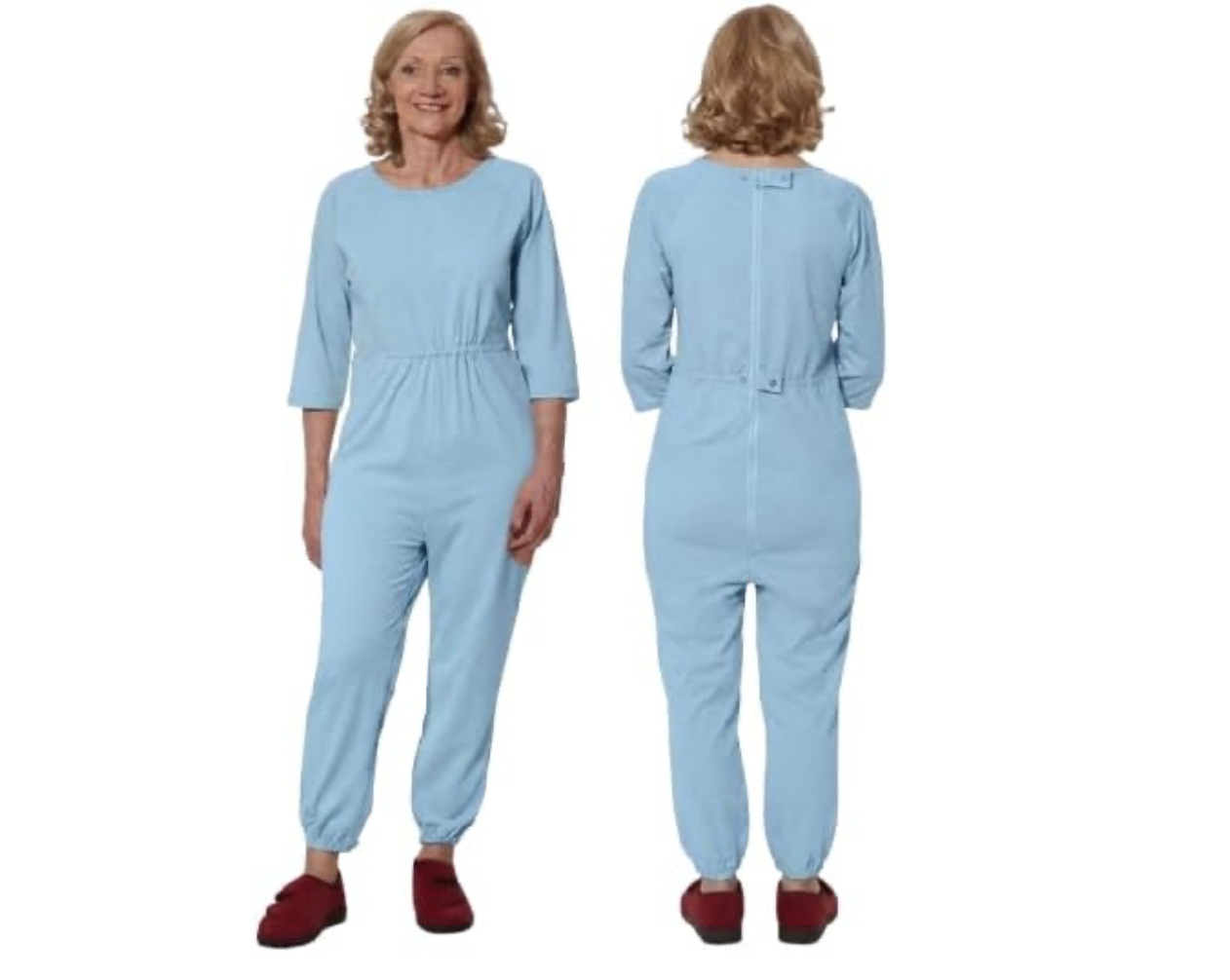 Ovidis - Jumpsuit anti-desvestir para mujer con cierre trasero, vista frontal y trasera